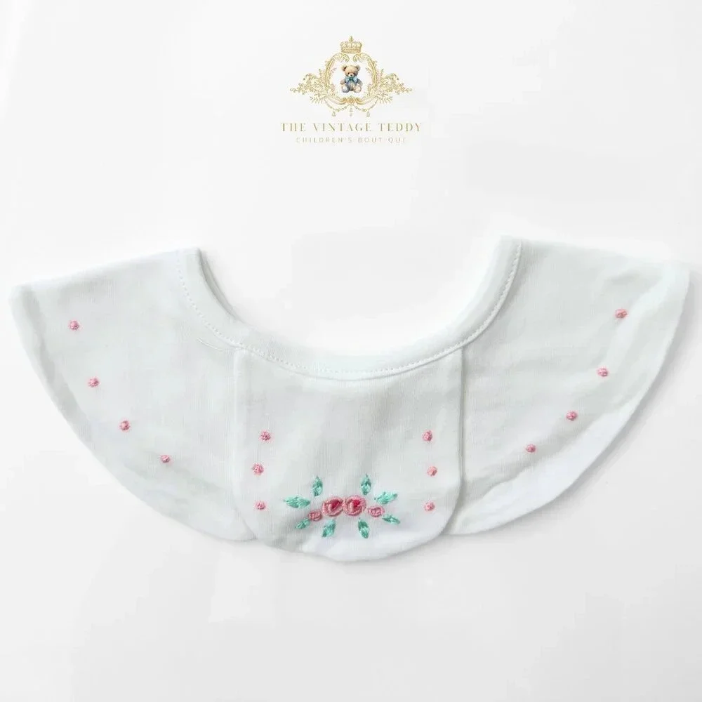 NWT Lovely Boutique Embroidered Girls Baby Bibs Flowers & Cute Bunnies Set of 3